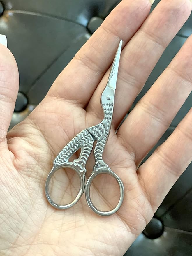 Stainless Steel Professional Embroidery Scissors 3.6” Shears Crane Scissors
